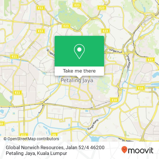 Peta Global Norwich Resources, Jalan 52 / 4 46200 Petaling Jaya