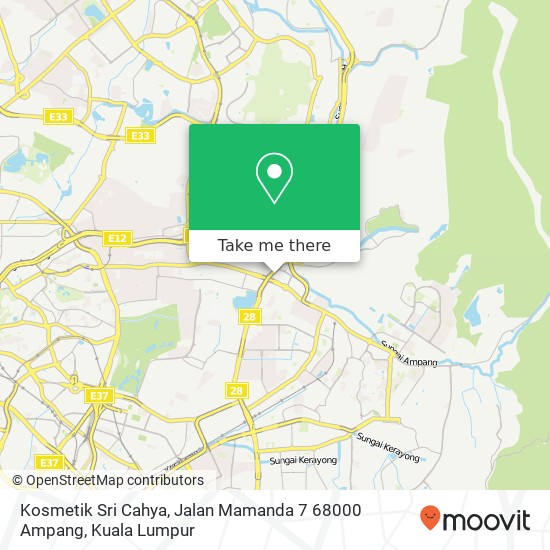 Peta Kosmetik Sri Cahya, Jalan Mamanda 7 68000 Ampang