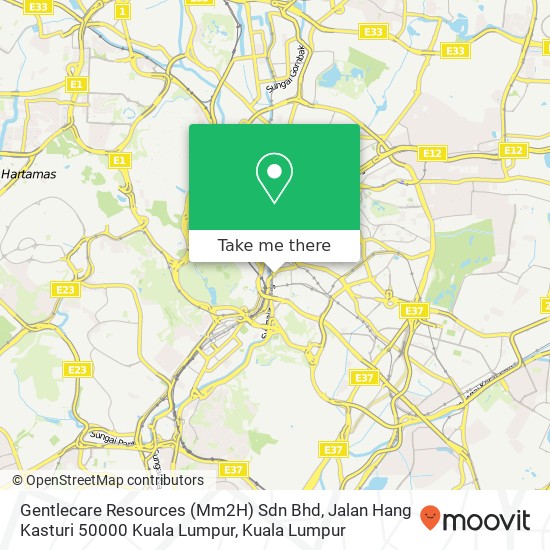 Peta Gentlecare Resources (Mm2H) Sdn Bhd, Jalan Hang Kasturi 50000 Kuala Lumpur