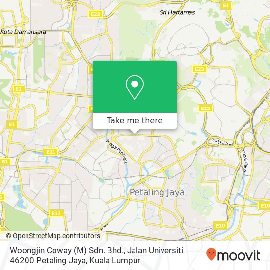 Woongjin Coway (M) Sdn. Bhd., Jalan Universiti 46200 Petaling Jaya map