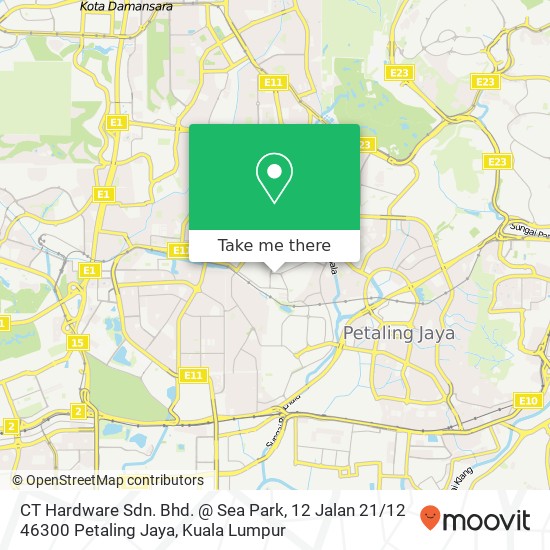 Peta CT Hardware Sdn. Bhd. @ Sea Park, 12 Jalan 21 / 12 46300 Petaling Jaya