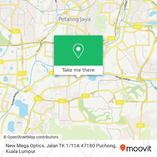 Peta New Mega Optics, Jalan TK 1 / 11A 47180 Puchong