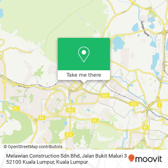 Peta Melawian Construction Sdn Bhd, Jalan Bukit Maluri 3 52100 Kuala Lumpur