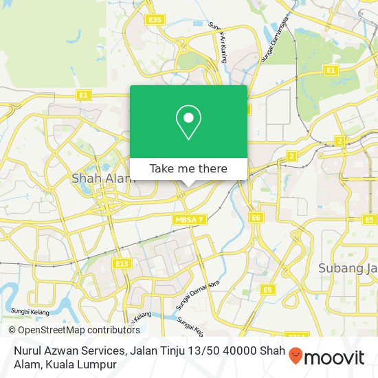 Peta Nurul Azwan Services, Jalan Tinju 13 / 50 40000 Shah Alam
