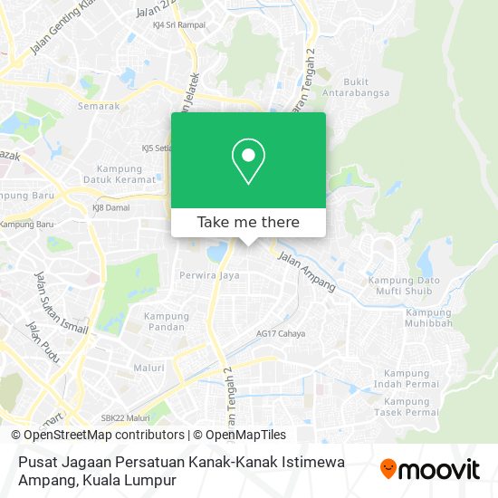 Peta Pusat Jagaan Persatuan Kanak-Kanak Istimewa Ampang