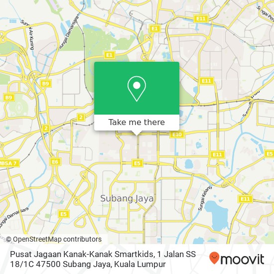 Pusat Jagaan Kanak-Kanak Smartkids, 1 Jalan SS 18 / 1C 47500 Subang Jaya map