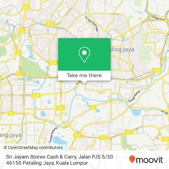 Peta Sri Jayam Stores Cash & Carry, Jalan PJS 5 / 30 46150 Petaling Jaya