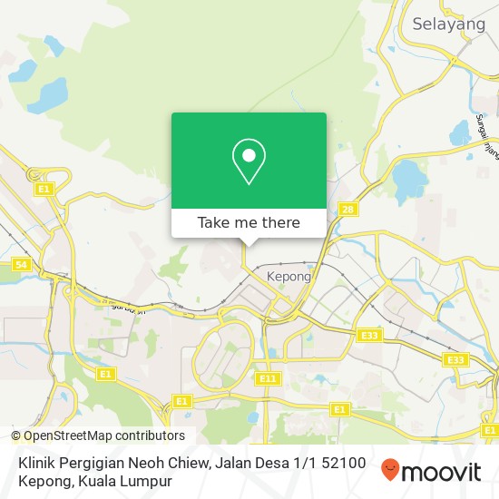 Peta Klinik Pergigian Neoh Chiew, Jalan Desa 1 / 1 52100 Kepong