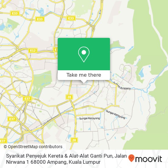 Peta Syarikat Penyejuk Kereta & Alat-Alat Ganti Pun, Jalan Nirwana 1 68000 Ampang