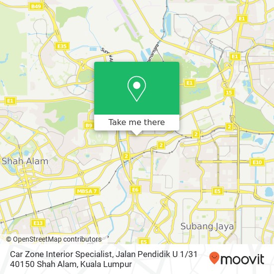 Car Zone Interior Specialist, Jalan Pendidik U 1 / 31 40150 Shah Alam map