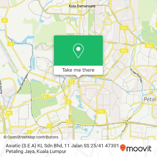 Asiatic (S E A) KL Sdn Bhd, 11 Jalan SS 25 / 41 47301 Petaling Jaya map