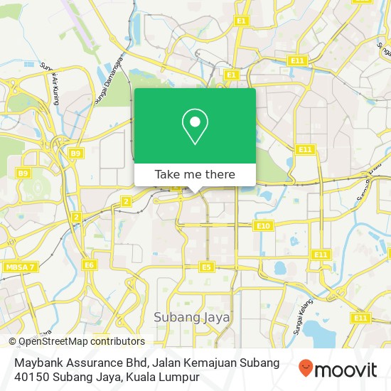 Peta Maybank Assurance Bhd, Jalan Kemajuan Subang 40150 Subang Jaya