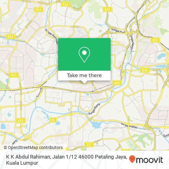 Peta K K Abdul Rahiman, Jalan 1 / 12 46000 Petaling Jaya