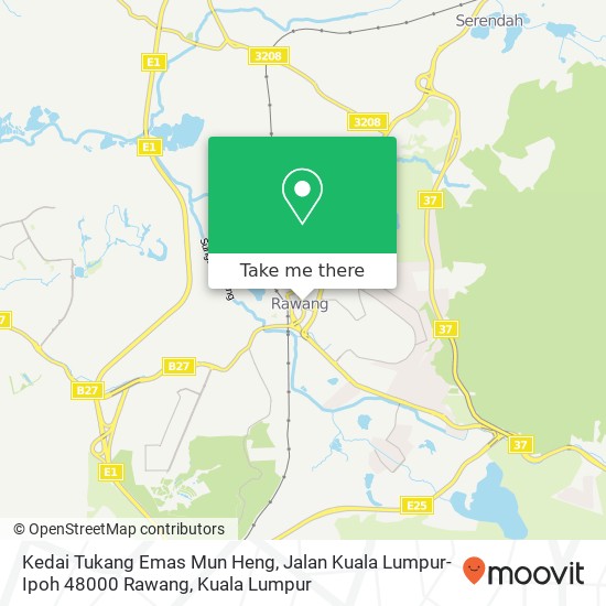 Peta Kedai Tukang Emas Mun Heng, Jalan Kuala Lumpur-Ipoh 48000 Rawang