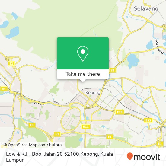 Low & K.H. Boo, Jalan 20 52100 Kepong map