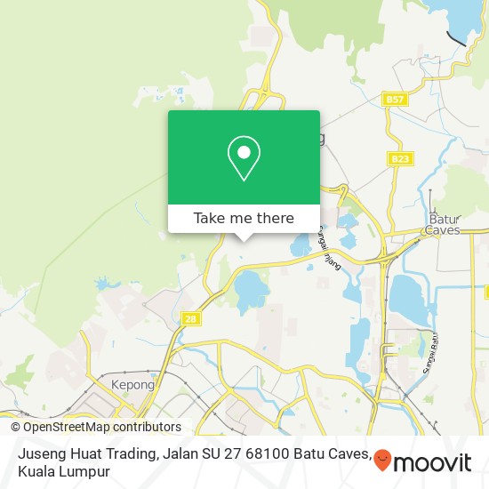 Peta Juseng Huat Trading, Jalan SU 27 68100 Batu Caves