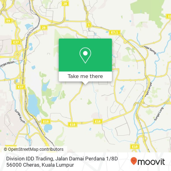 Peta Division IDD Trading, Jalan Damai Perdana 1 / 8D 56000 Cheras