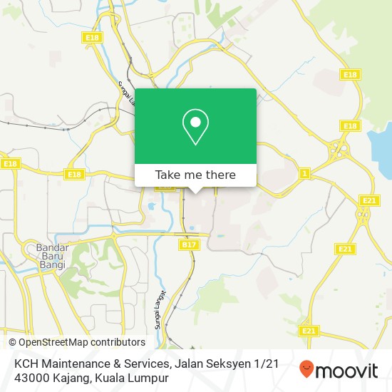 Peta KCH Maintenance & Services, Jalan Seksyen 1 / 21 43000 Kajang