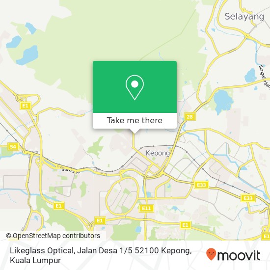 Likeglass Optical, Jalan Desa 1 / 5 52100 Kepong map