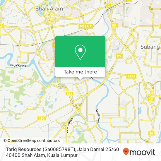 Tariq Resources (Sa0085798T), Jalan Damai 25 / 60 40400 Shah Alam map