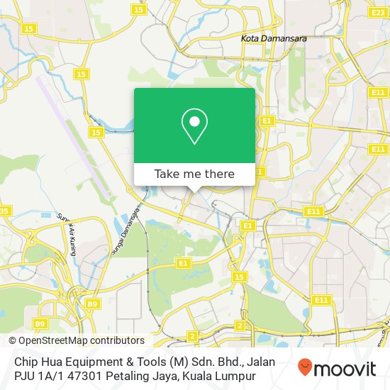 Peta Chip Hua Equipment & Tools (M) Sdn. Bhd., Jalan PJU 1A / 1 47301 Petaling Jaya