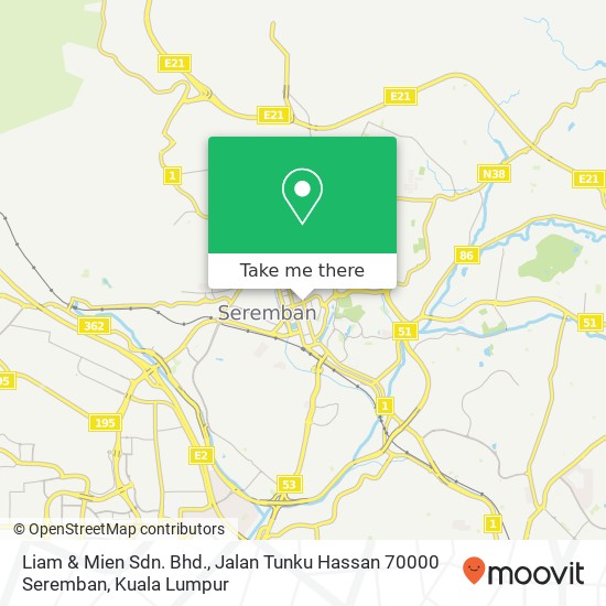 Liam & Mien Sdn. Bhd., Jalan Tunku Hassan 70000 Seremban map