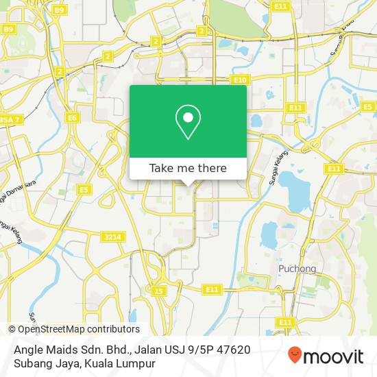 Peta Angle Maids Sdn. Bhd., Jalan USJ 9 / 5P 47620 Subang Jaya