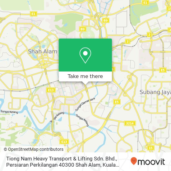 Peta Tiong Nam Heavy Transport & Lifting Sdn. Bhd., Persiaran Perkilangan 40300 Shah Alam