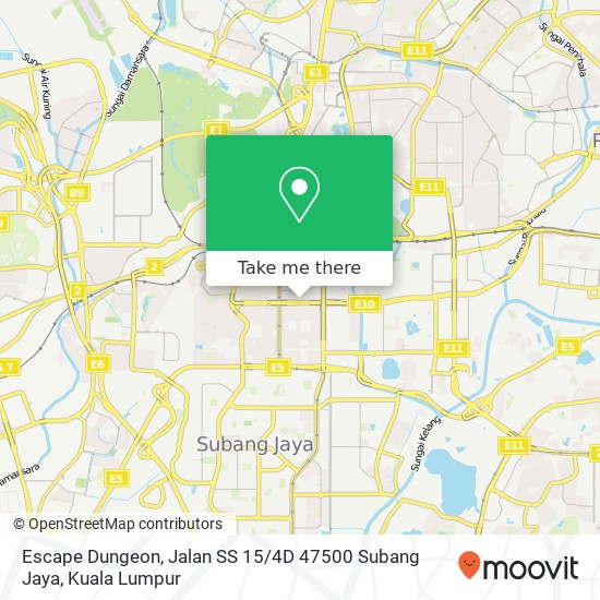 Peta Escape Dungeon, Jalan SS 15 / 4D 47500 Subang Jaya