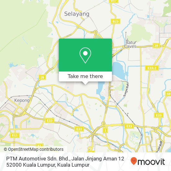 Peta PTM Automotive Sdn. Bhd., Jalan Jinjang Aman 12 52000 Kuala Lumpur