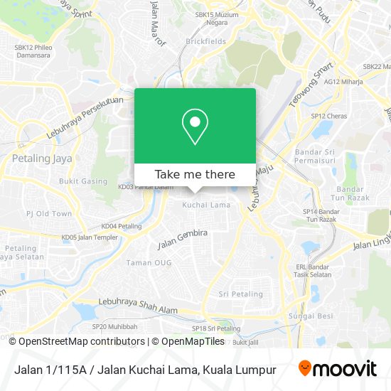 Peta Jalan 1 / 115A / Jalan Kuchai Lama