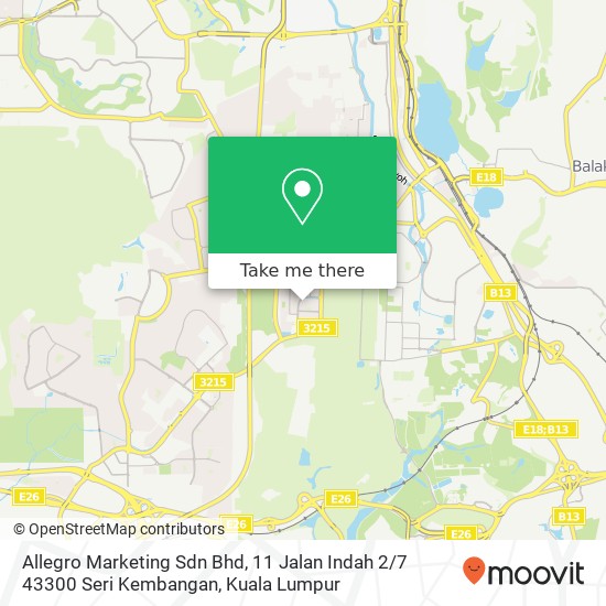 Allegro Marketing Sdn Bhd, 11 Jalan Indah 2 / 7 43300 Seri Kembangan map
