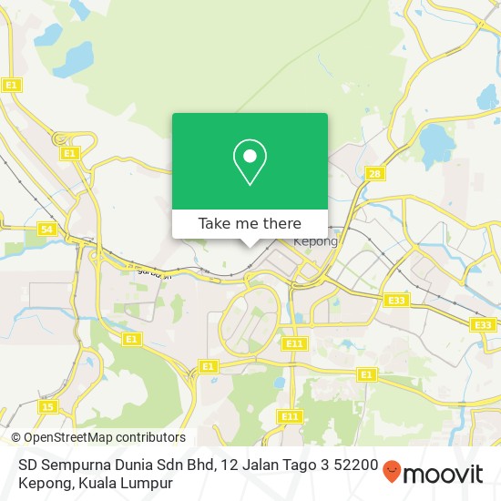 SD Sempurna Dunia Sdn Bhd, 12 Jalan Tago 3 52200 Kepong map