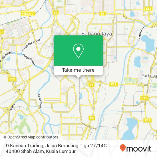 Peta D Kancah Trading, Jalan Beranang Tiga 27 / 14C 40400 Shah Alam