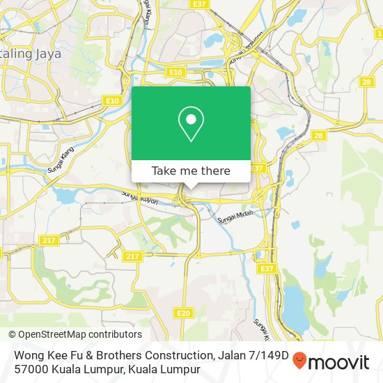 Peta Wong Kee Fu & Brothers Construction, Jalan 7 / 149D 57000 Kuala Lumpur