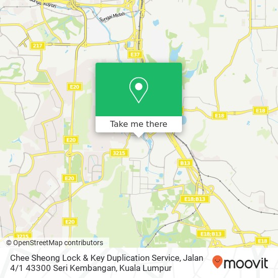 Chee Sheong Lock & Key Duplication Service, Jalan 4 / 1 43300 Seri Kembangan map