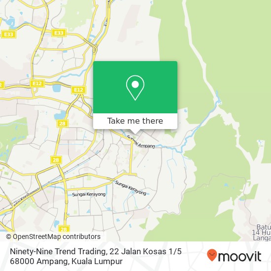 Peta Ninety-Nine Trend Trading, 22 Jalan Kosas 1 / 5 68000 Ampang