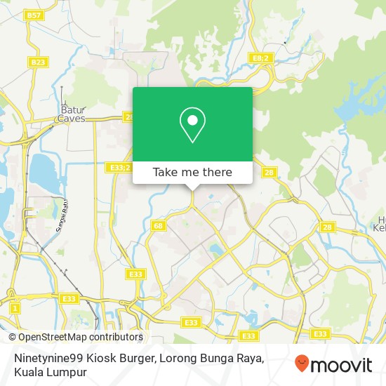 Ninetynine99 Kiosk Burger, Lorong Bunga Raya map