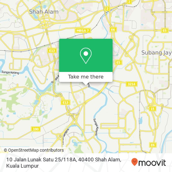 10 Jalan Lunak Satu 25 / 118A, 40400 Shah Alam map