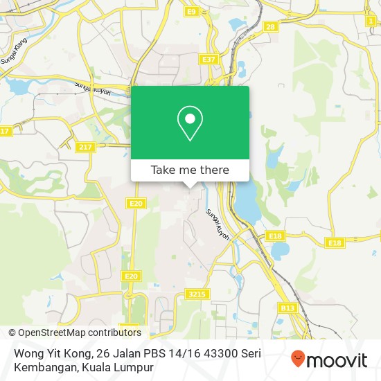 Peta Wong Yit Kong, 26 Jalan PBS 14 / 16 43300 Seri Kembangan