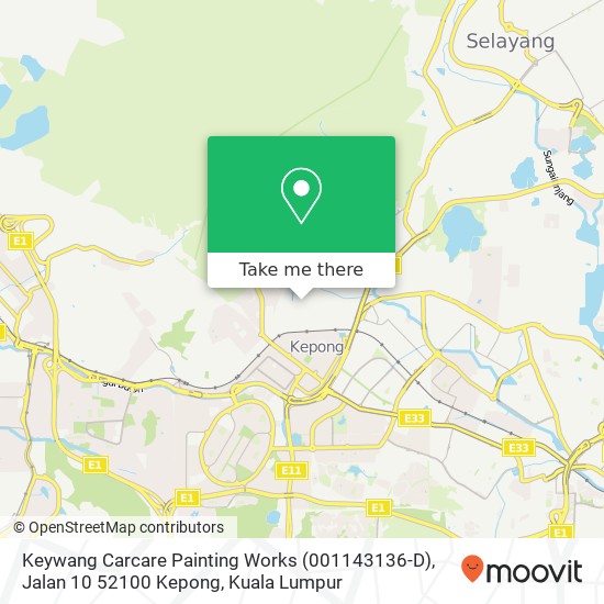 Peta Keywang Carcare Painting Works (001143136-D), Jalan 10 52100 Kepong