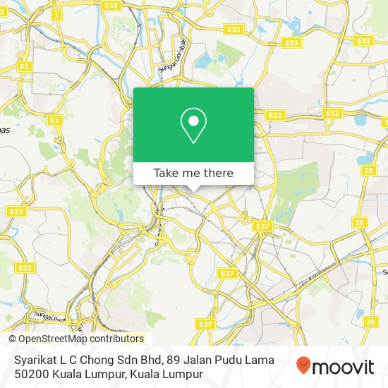 Peta Syarikat L C Chong Sdn Bhd, 89 Jalan Pudu Lama 50200 Kuala Lumpur