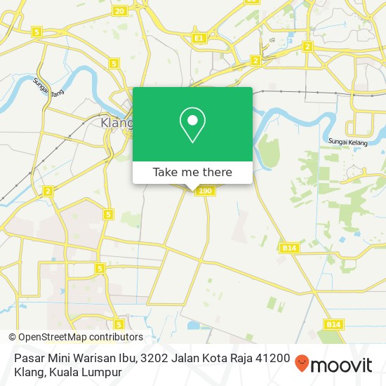 Peta Pasar Mini Warisan Ibu, 3202 Jalan Kota Raja 41200 Klang