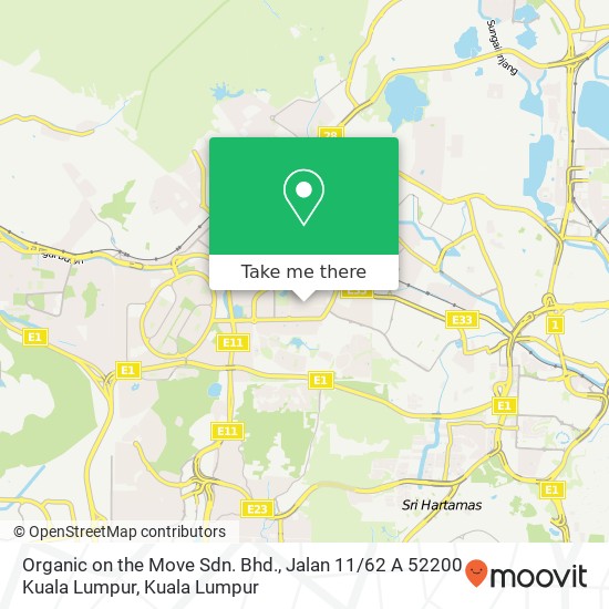 Organic on the Move Sdn. Bhd., Jalan 11 / 62 A 52200 Kuala Lumpur map