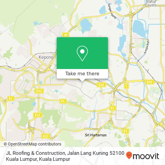 JL Roofing & Construction, Jalan Lang Kuning 52100 Kuala Lumpur map