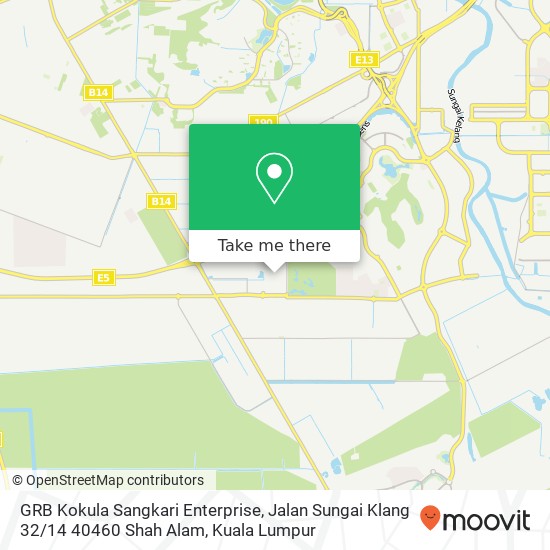 Peta GRB Kokula Sangkari Enterprise, Jalan Sungai Klang 32 / 14 40460 Shah Alam