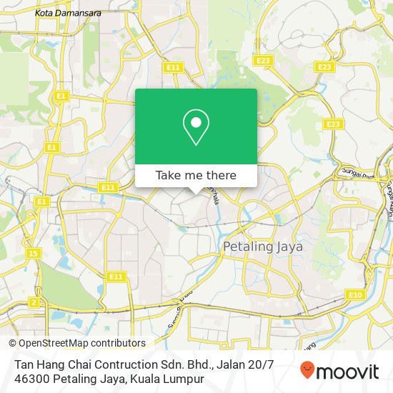 Peta Tan Hang Chai Contruction Sdn. Bhd., Jalan 20 / 7 46300 Petaling Jaya