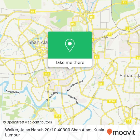 Peta Walker, Jalan Napuh 20 / 10 40300 Shah Alam