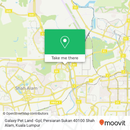 Peta Galaxy Pet Land -Gpl, Persiaran Sukan 40100 Shah Alam