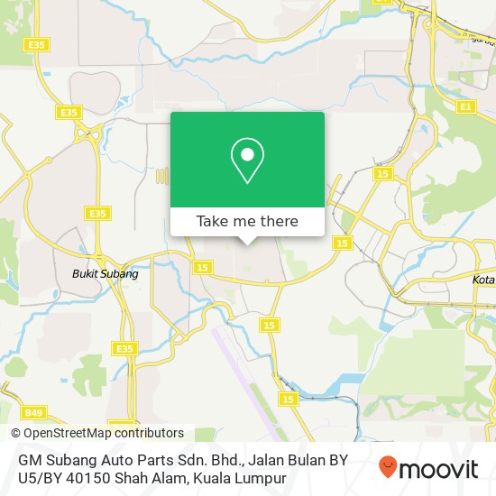 GM Subang Auto Parts Sdn. Bhd., Jalan Bulan BY U5 / BY 40150 Shah Alam map